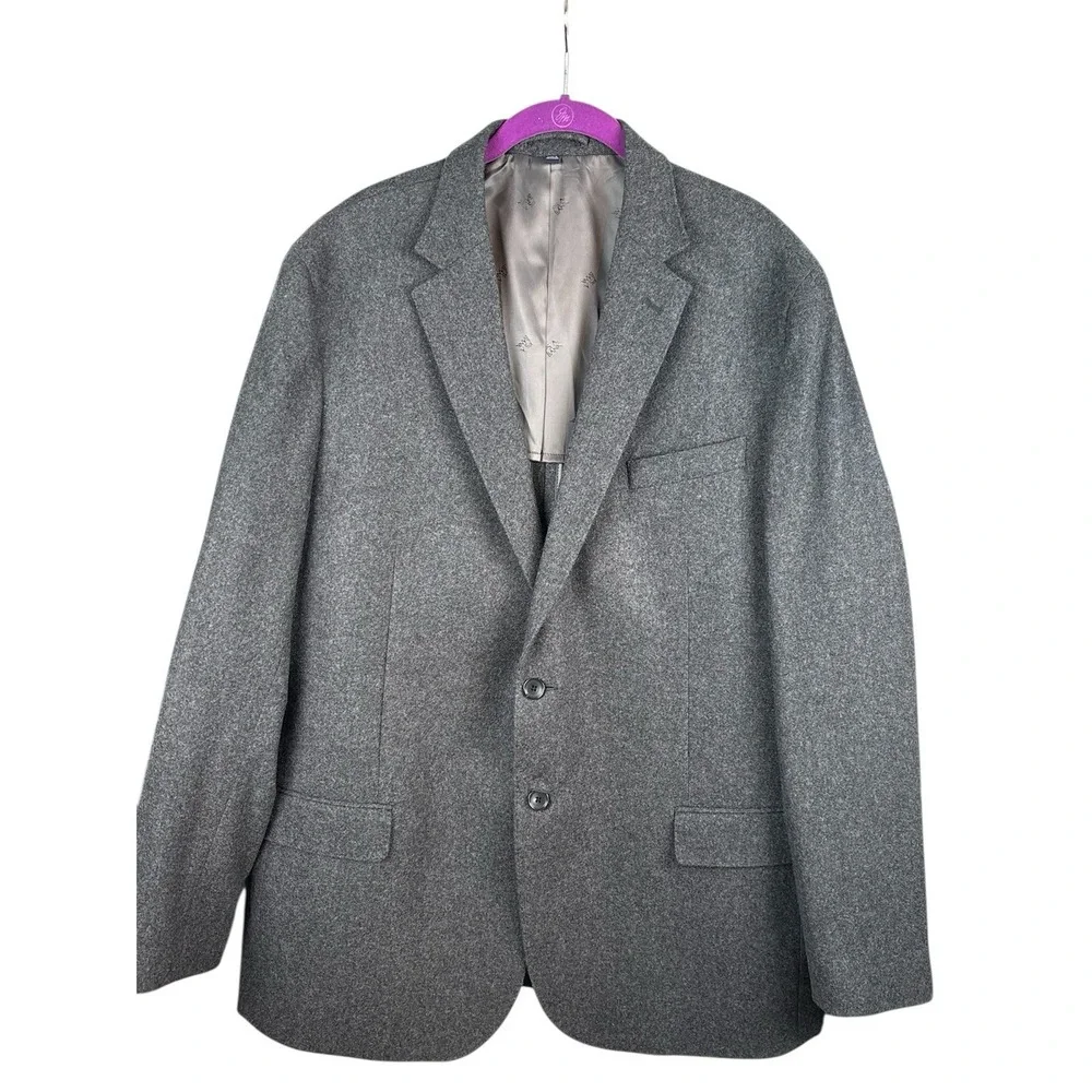 Jos A Bank Reserve Tailored Fit Blazer 46L Gray Wool Cashmere Luxury‎ Sport Coat